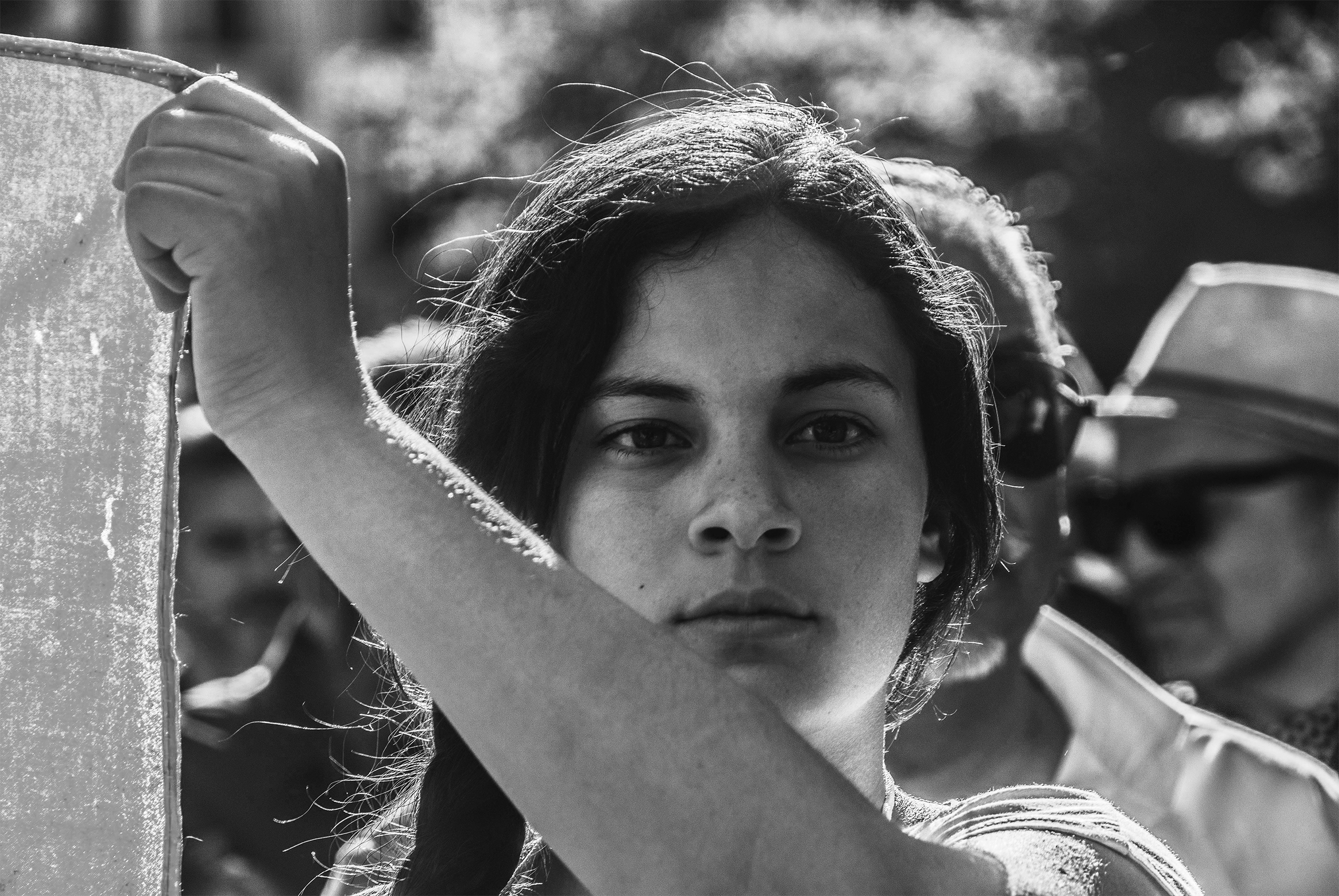 A girl takes part in a Roma community march in Madrid, Spain, May 2019.