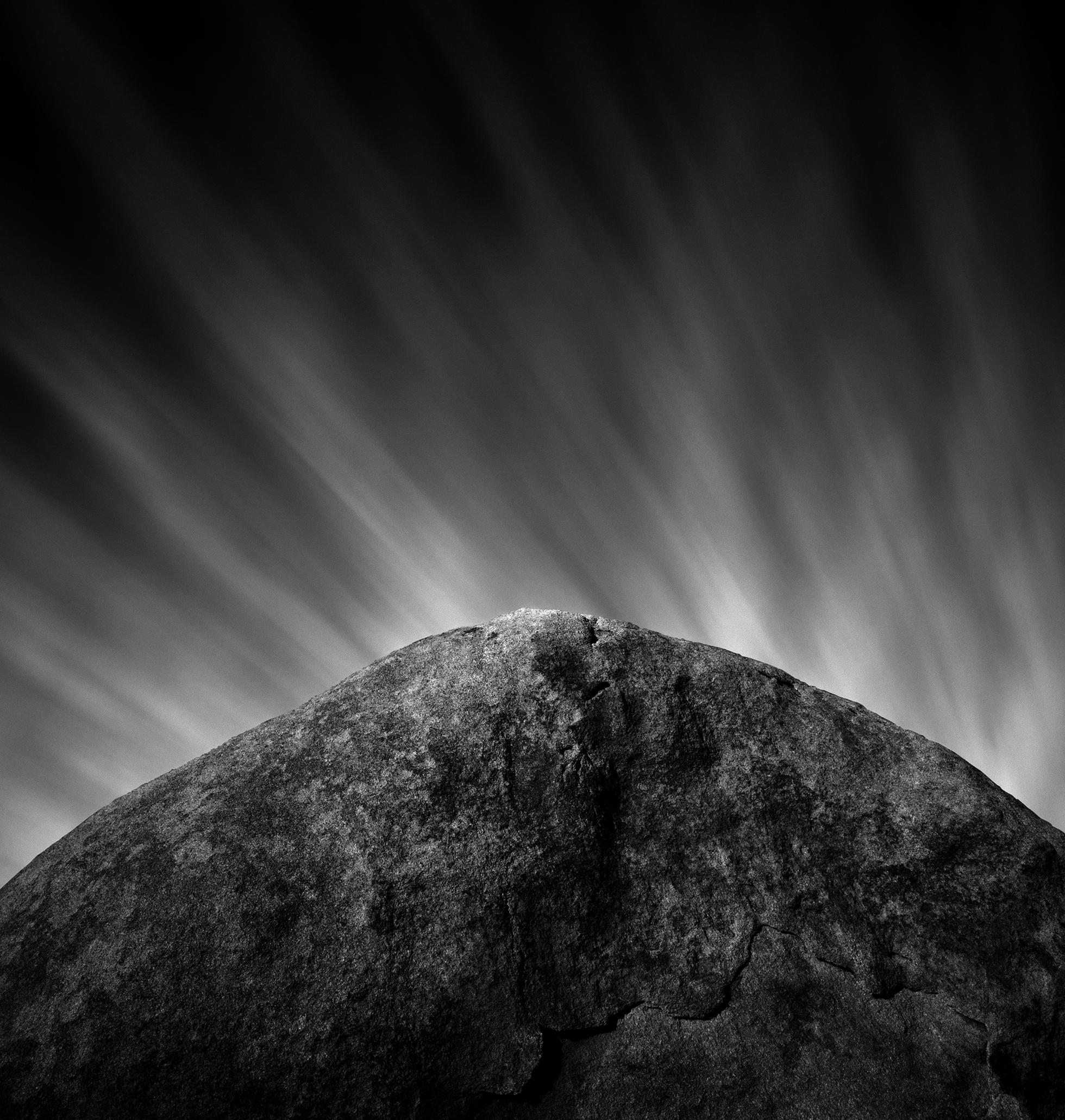 A close-up of a long exposure of a boulder in Joshua Tree National Park.