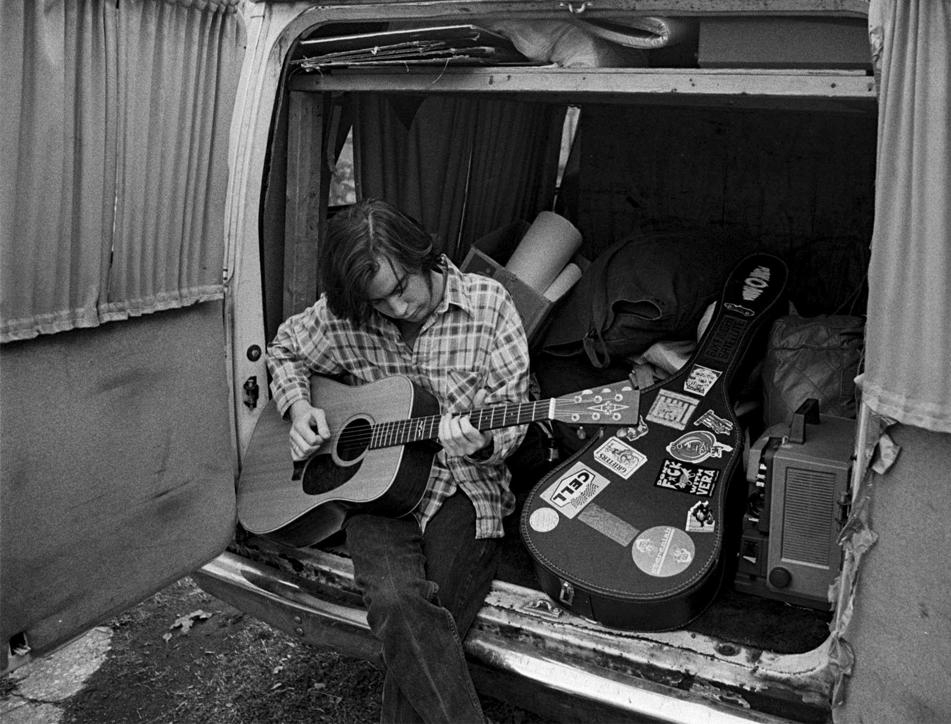 Chris O’Rourke of Sleepyhead warms up for a show in the mid-1990s.