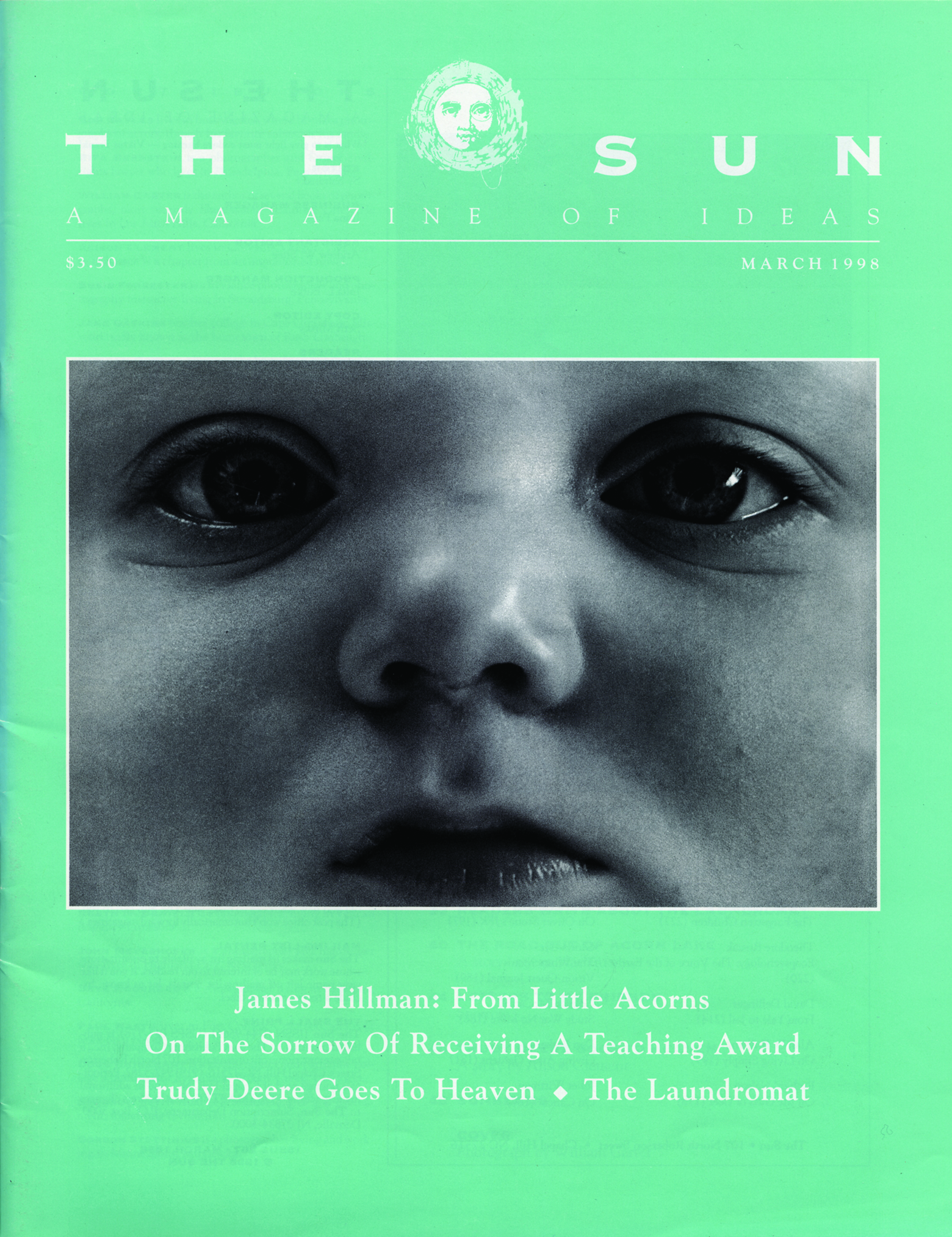 March 1998 cover of The Sun. An extreme close-up of a baby’s face.