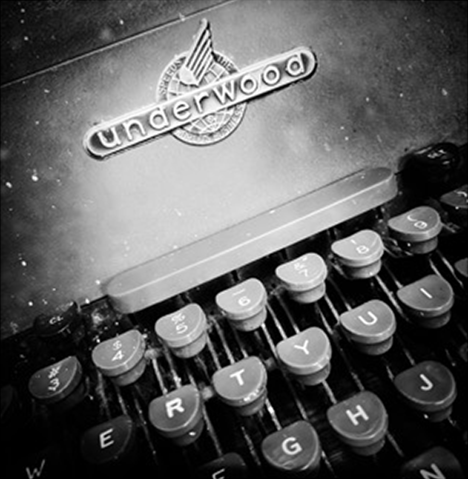 Close-up of old-fashioned Underwood typewriter.
